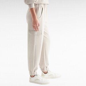 Express | Heather Beige High Waist Luxe Lounge Relaxed Cargo Jogger Sweatpants